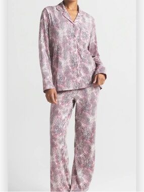 SKIMS NWT Sleep Pant and Top Long Sleeve- Bloom Mini Animal Print
